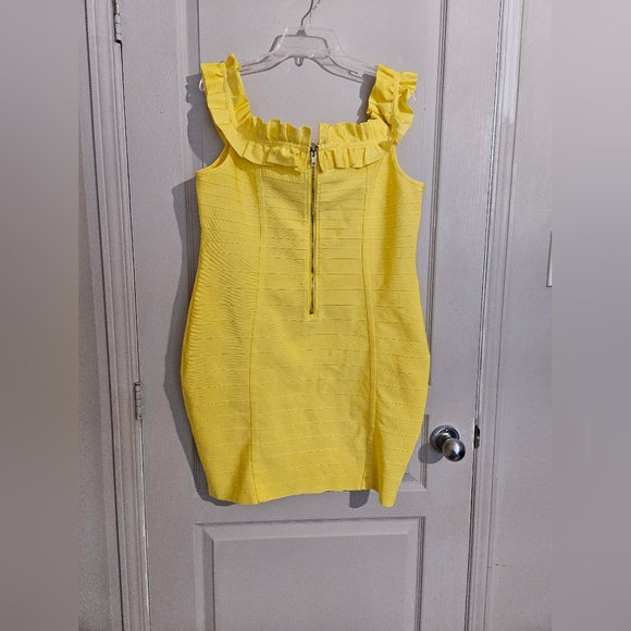 Yellow Ruffle Mini Dress - Picture 2 of 4